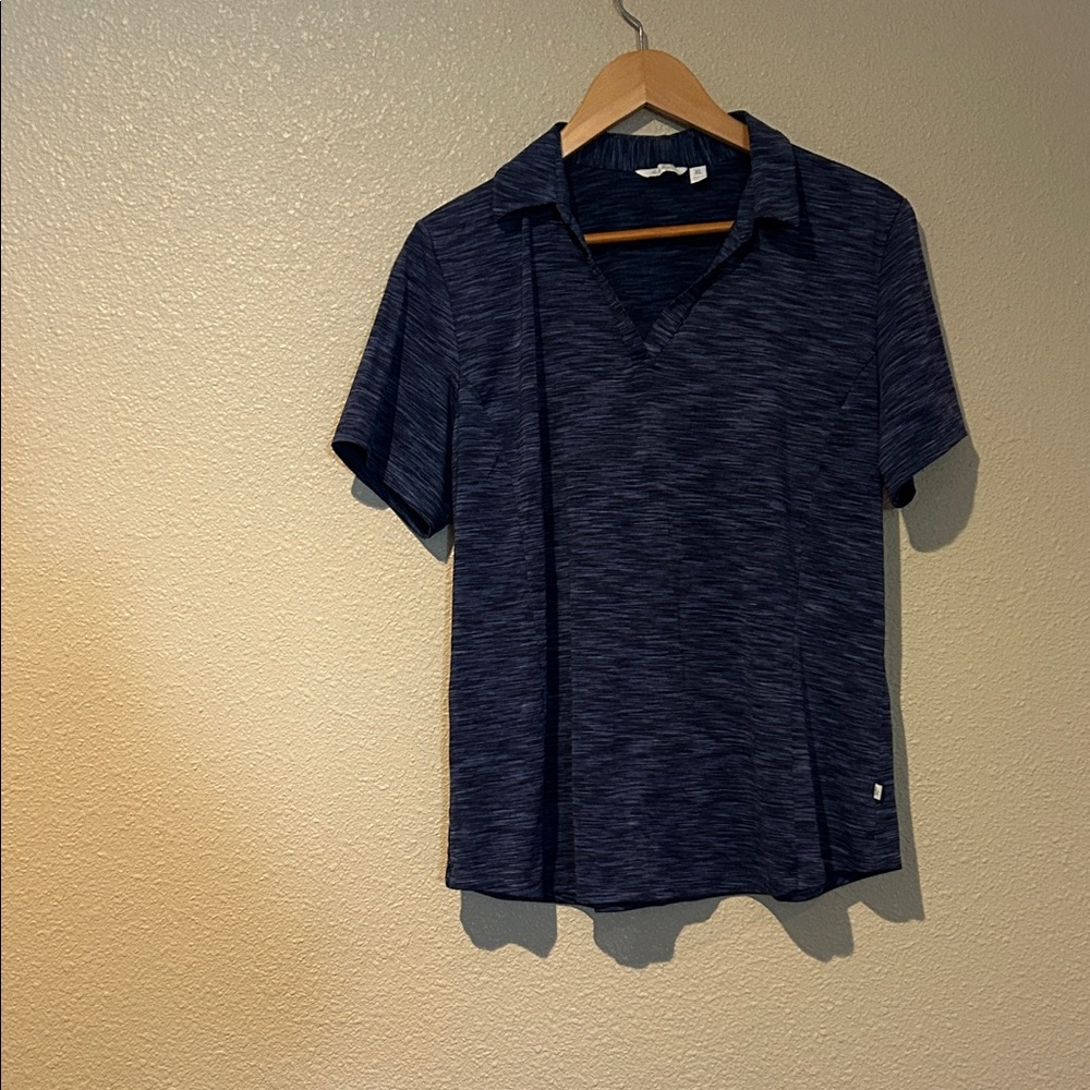 Lady Hagen Navy Space-Dye Polo Shirt